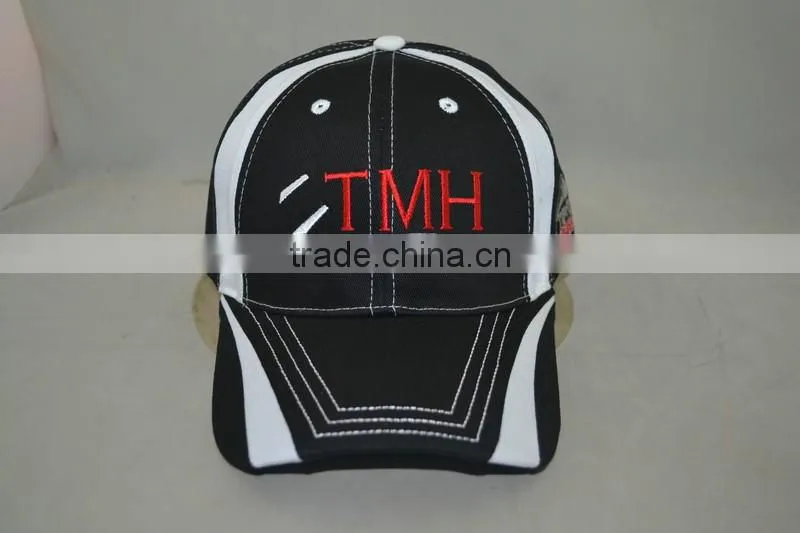 Guangzhou hat factory professional custom 8 panel / / embroidery logo / 100% cotton/black baseball cap