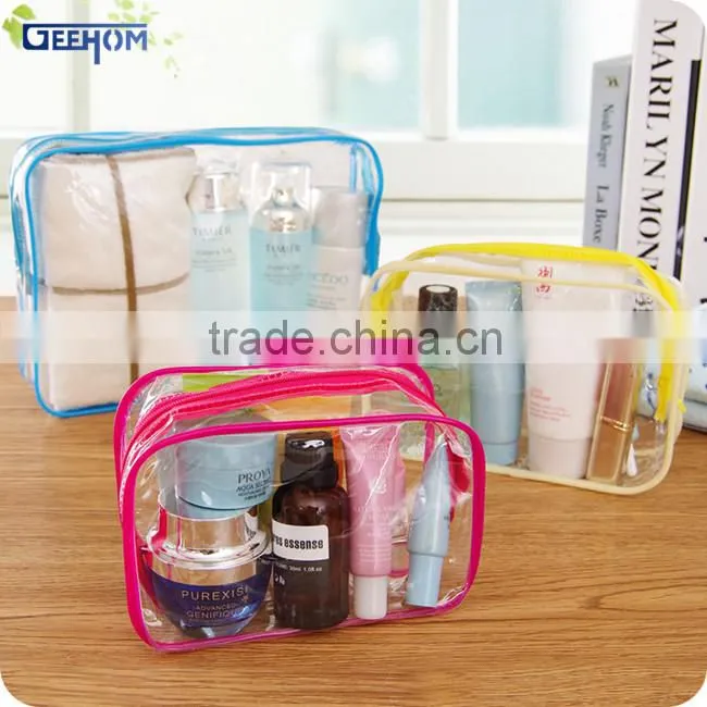clear rectangle pvc zipper waterproof travel bag set