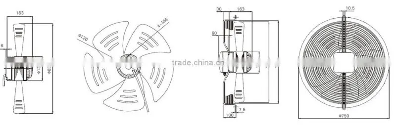 25 inch UL aproval 220V ac single phase axial fan with external rotor motor fan