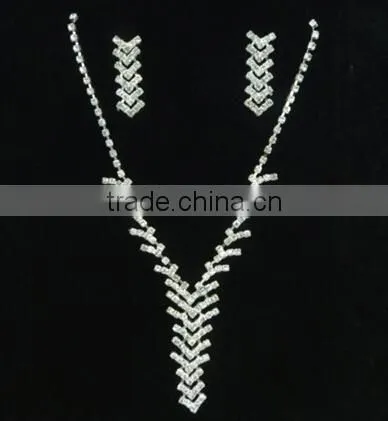 Silver Plated Wedding Jewelry Set 2016 New Women Bridal Jewelry Set Hot Wholesale Rhinestone Necklace Earring Set