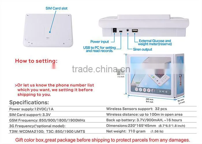 portable security medical alarm panic button T3