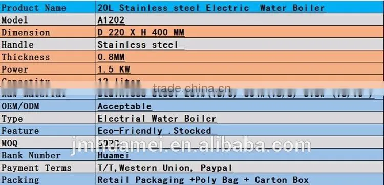 Commerial Stainless Steel Electric water boiler with Faucet