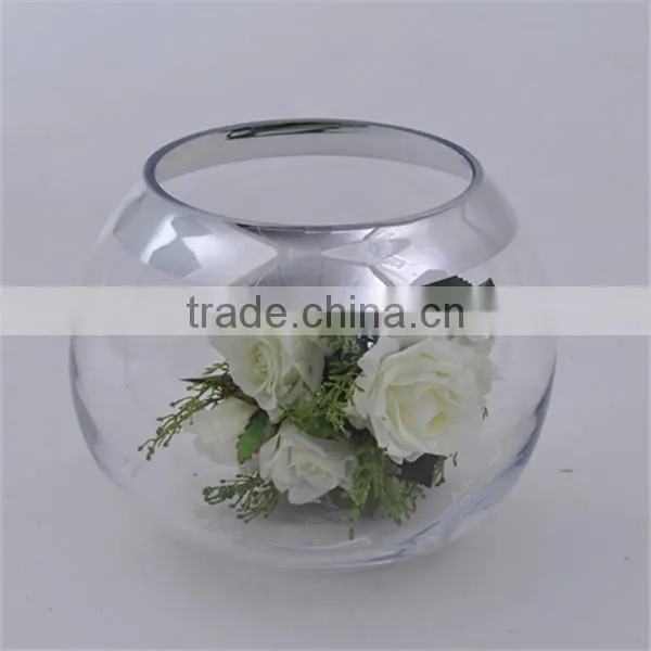 Clear handmade glass fish pot, large round practical home use glass bowl