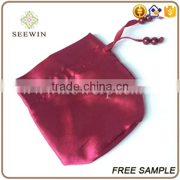 Drawstring logo printed satin favor bags