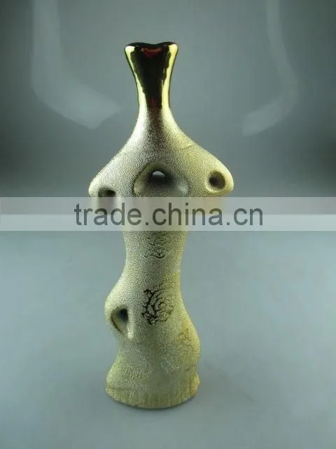 Stocklot golden ceramic vase for flower/decorate in cheap price