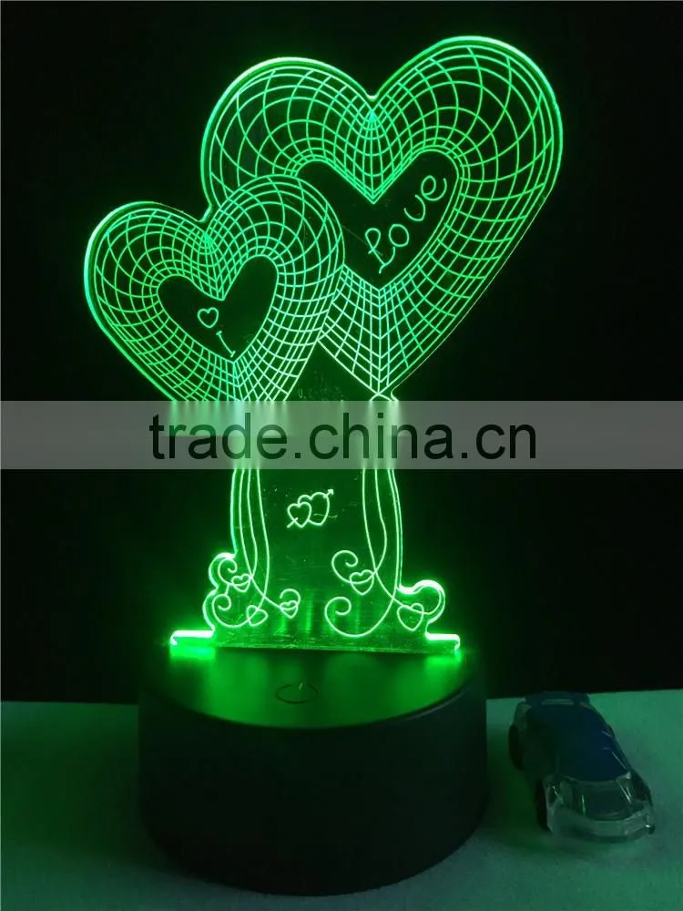 2017 Amazing Valentine's Gift Romantic night light acrylic 3d led lamp