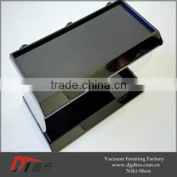 OEM designed plastic shoe & leather care product display rack by vacuum forming