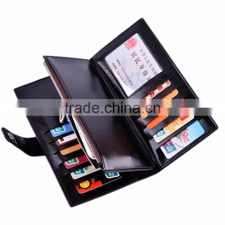 Customized Branded RFID Blocking Wax Oil Leather Women's Wallet