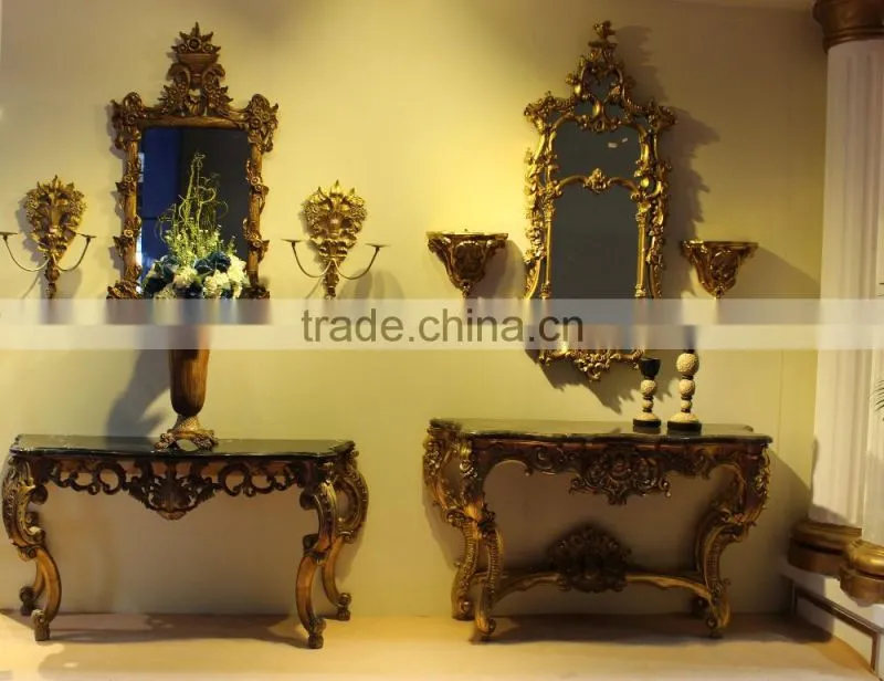 Luxury console table with frame mirror for living room decor