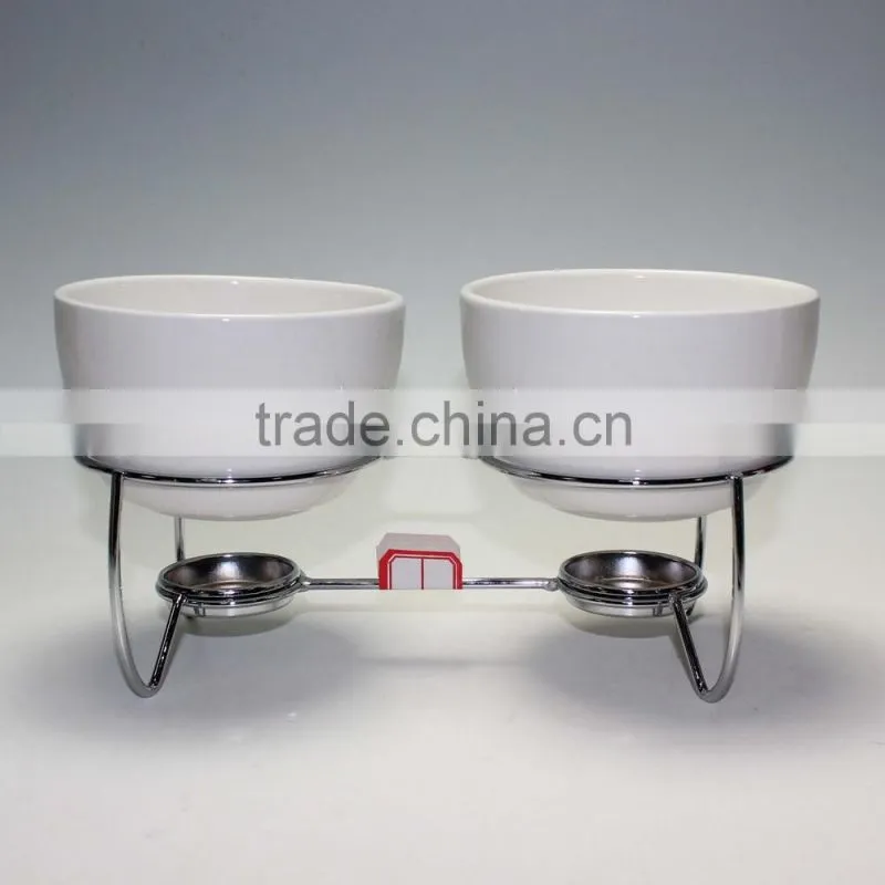 Ceramic Cheese Chocolate Tea Light Candle Fondue Set Pot with 4 Forks