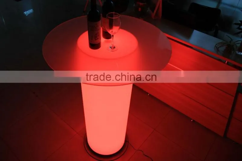 hots sale round glass top center rotating dining table with led light