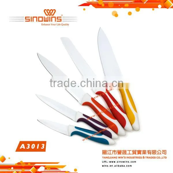 A3013 Elegant Design 5pcs Stainless Steel Knife Set With Non-stick Coating
