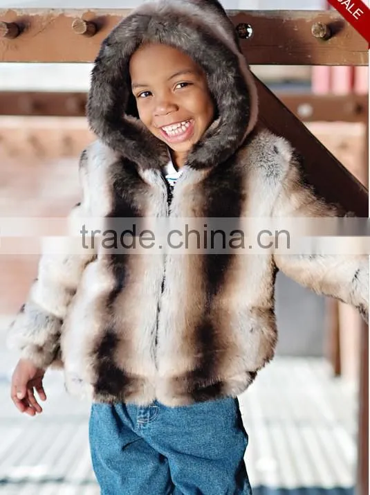 Kids Wear 2014 Coat Jackets For Children Clothing Factory Children's Chinchilla Faux Fur Hooded Parka