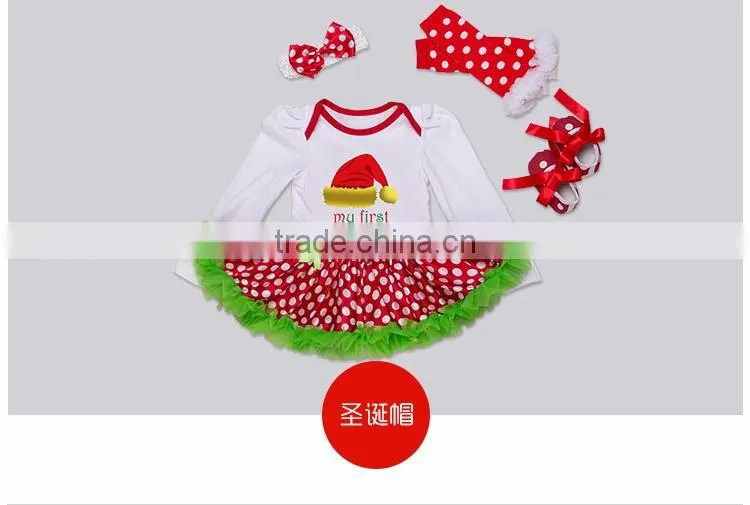 2017 Hot selling 4pcs sets rompers baby bubble skirt romper with headhand boutique kids clothes jumpsuit