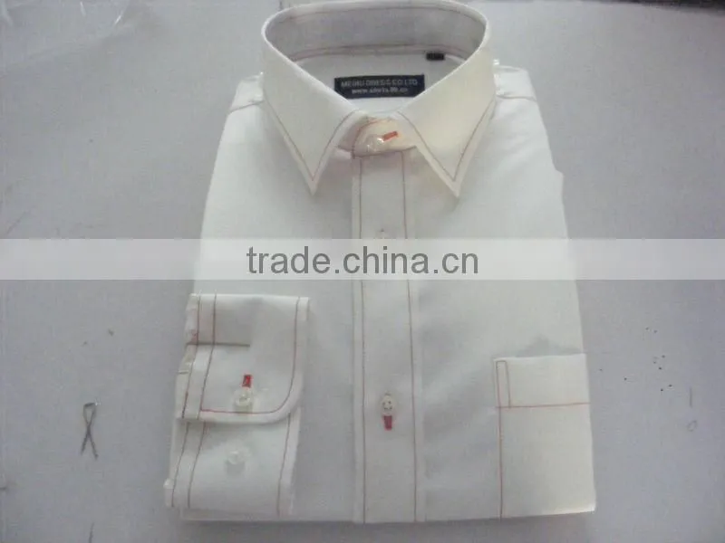 new men's white oxford shirt with red stitches