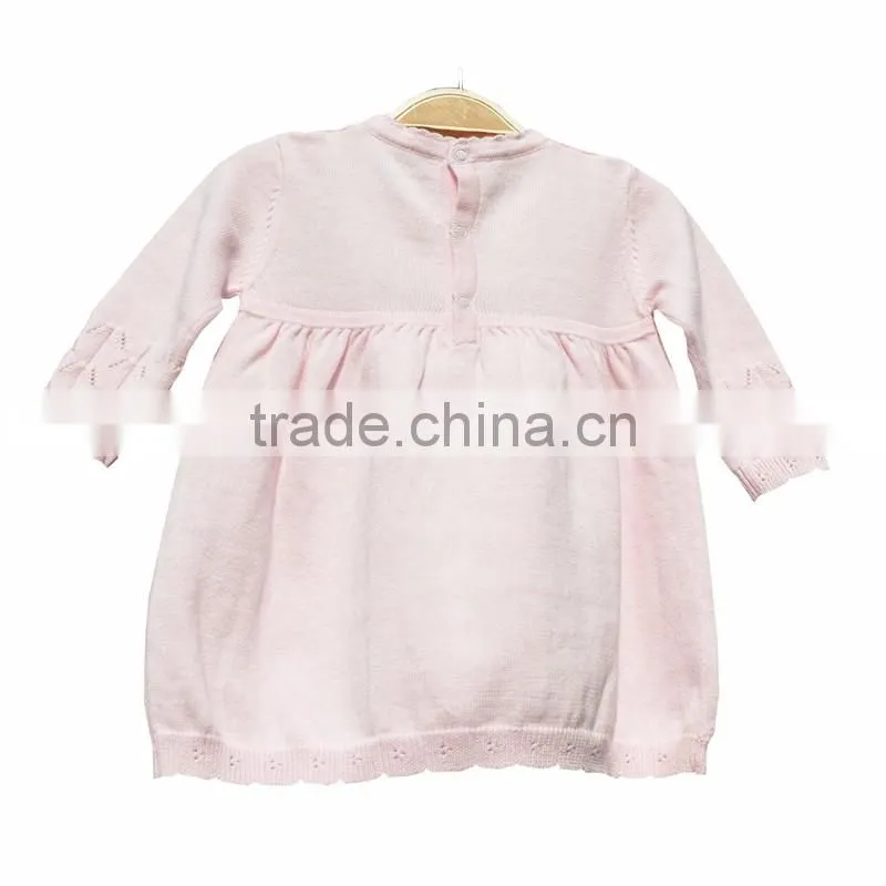 Round Neck Cardigan Cotton Knitting Baby Girl Sweater Dress