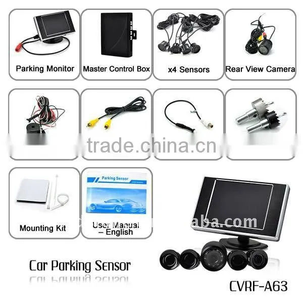 3.5inch TFT monitor car reverse parking sensor system with night vision camera