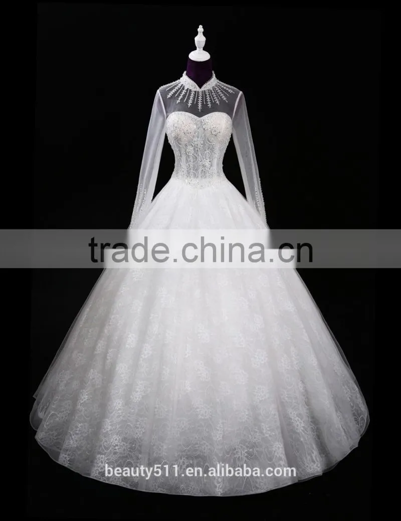 2017 sweetheart mermaid lace mermaid color wedding dress bridal for bride High neck bridal dress F11401