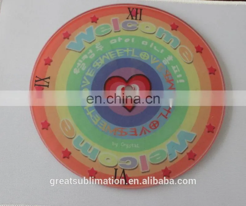 cheap sublimation blank glass clock with coating