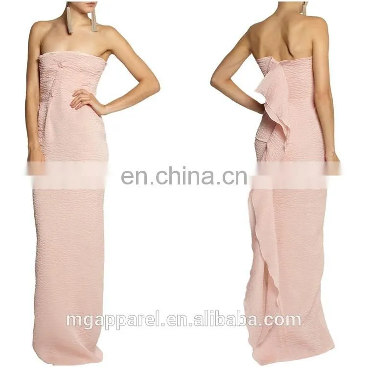 OEM wholesale latest gown designs off shoulder stretch silk organza graduation evening gown dresses 2015