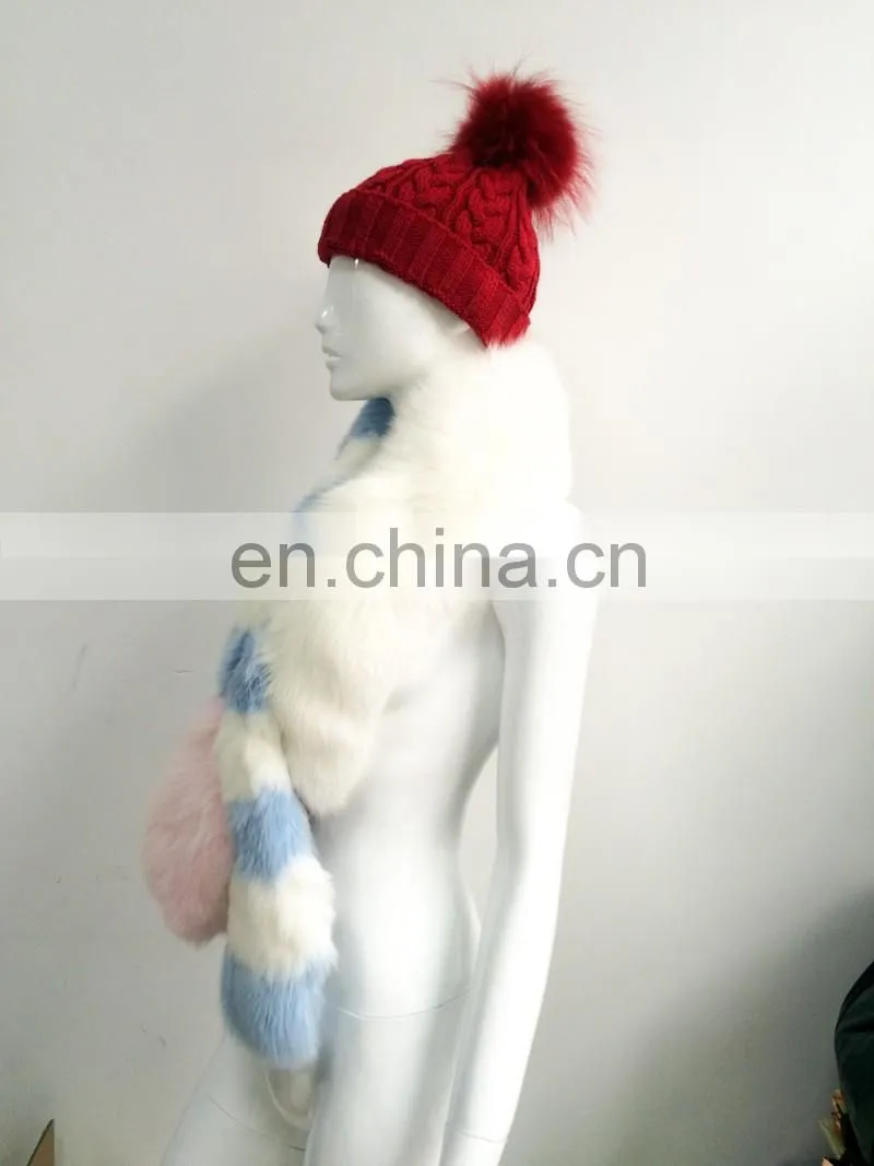 2017 Custom New Design Fashion Real Fox Fur Korean Scarf