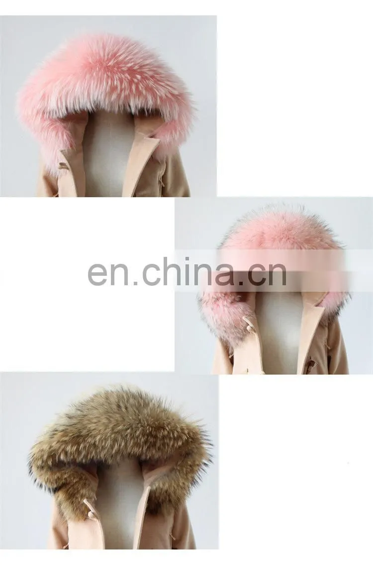Fashion Hot Women Winter Raccoon Fur Short Hooded Korean Cashmere Wool Coat