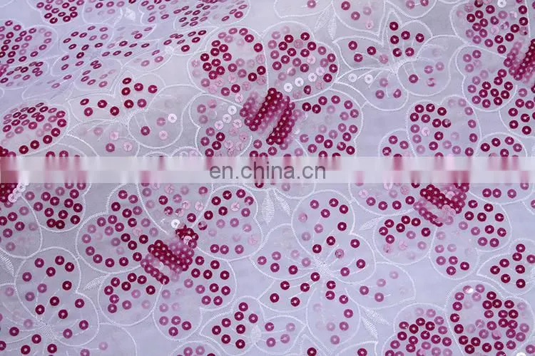 organza laces with sequence fabric flowers