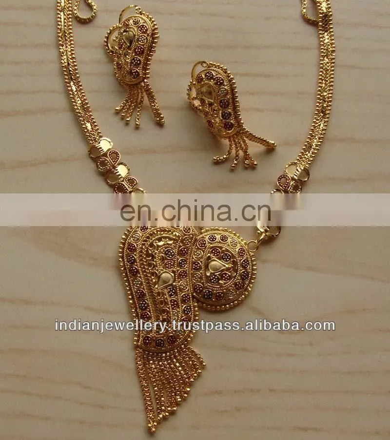 Goldplated necklace jewelry set manufacturer, gold-plated necklace fashion jewellery sets exporter