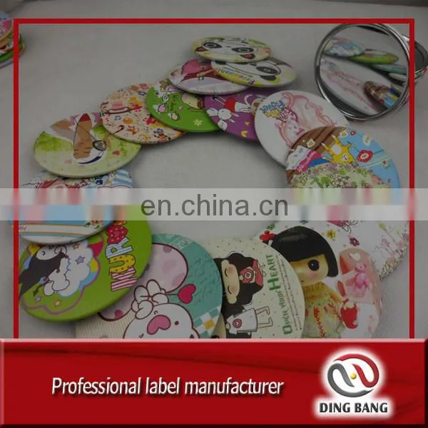 Wholesale Promotion Wedding Gift Custom Logo Printed Tinplate Type Film Covered Small Round Single Side Cheap Metal Mirror