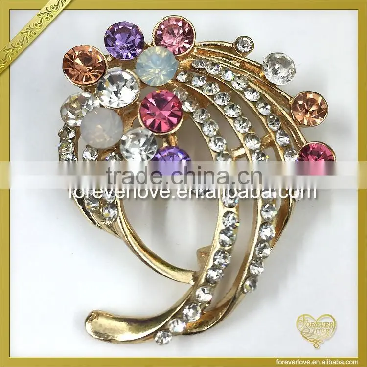 Antique design floral crystal rhinestone vase shaped brooch FB-061