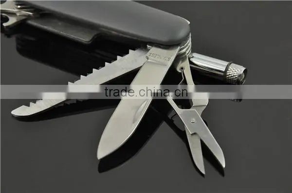 Stainless steel multi function hunting pocket knife with LED