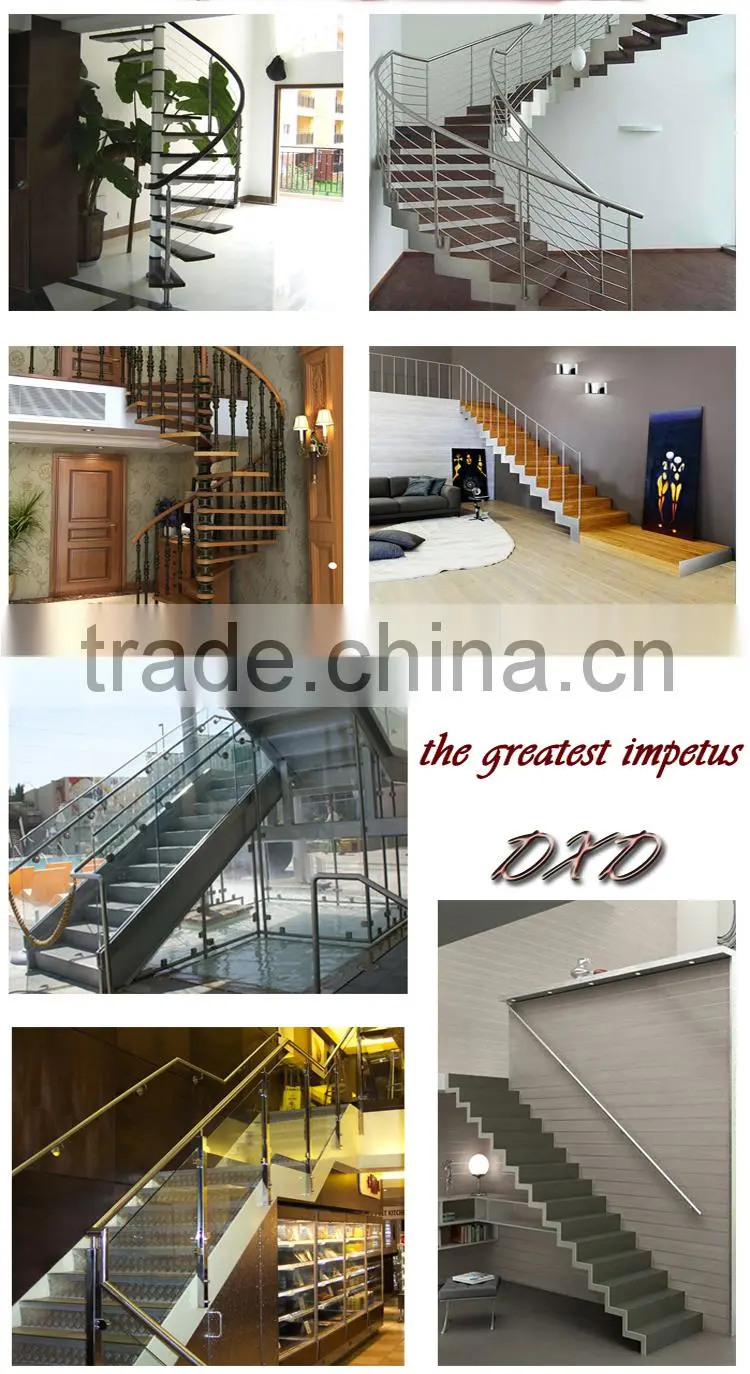 Modern Stainless railing with wood tread stairs