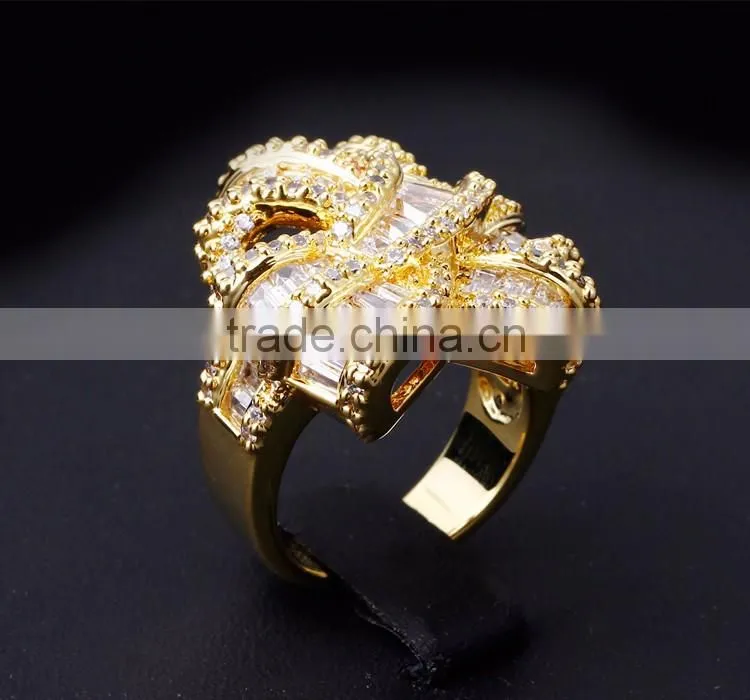 New African Design Wedding Luxury Style Baguette Zircon Crystal Women CZ Jewelry Ring