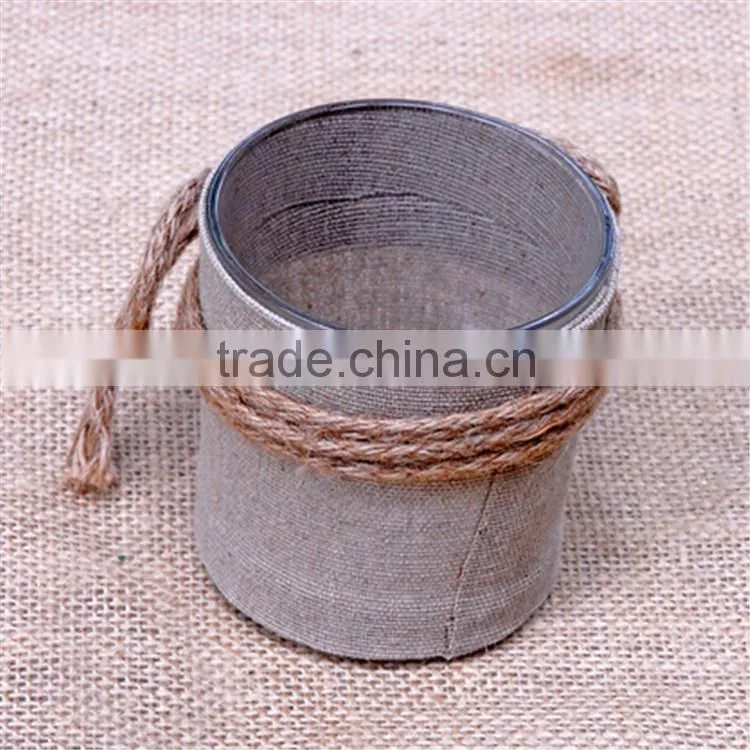 Votive Holder Cups Burlap /Burlap Mason Jar Vase / Glass Bowl For Bar