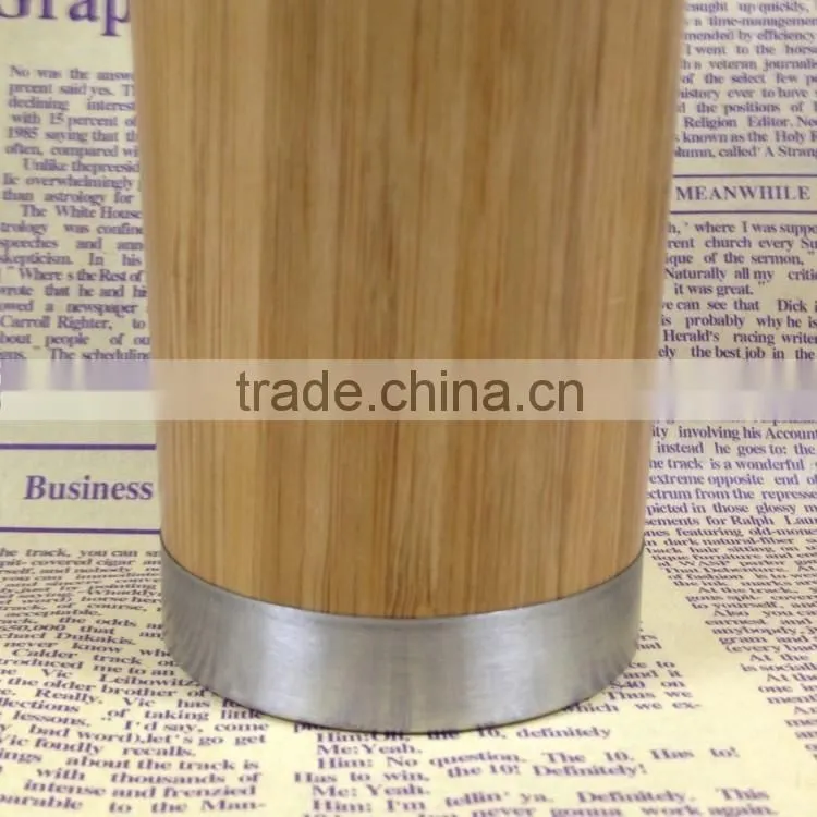 Hot sale Europe 350ml 450ml stainless steel bamboo tea mug, vacuum bamboo flask, coffee mug, laser logo