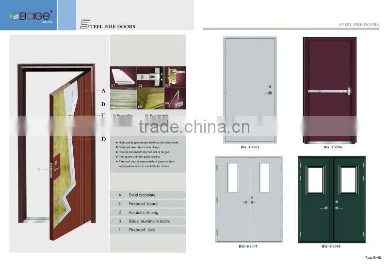 (BG-F9035) steel fire proof commercial door
