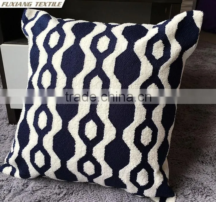 Crewel Embroidery Pillow RED and Blue