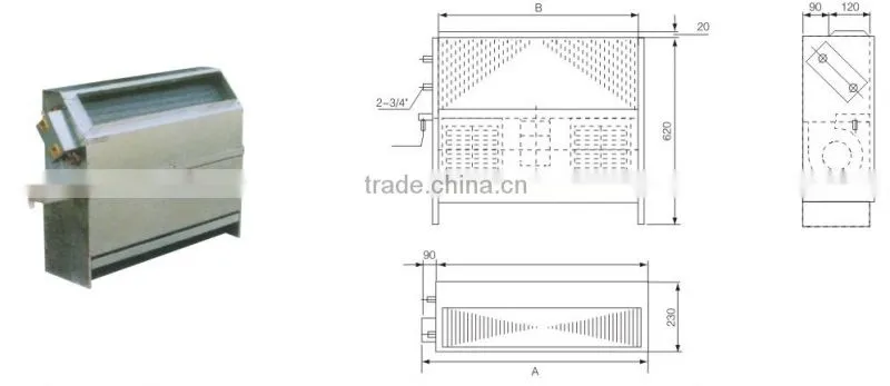 Low price vertical concealed fan coil unit
