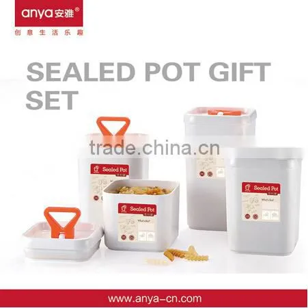 D678 Round Food Plastic Airtight Storage Canister Set & Sealed Pot Set Lager 1.5L Middle 0.8L Small 0.5L