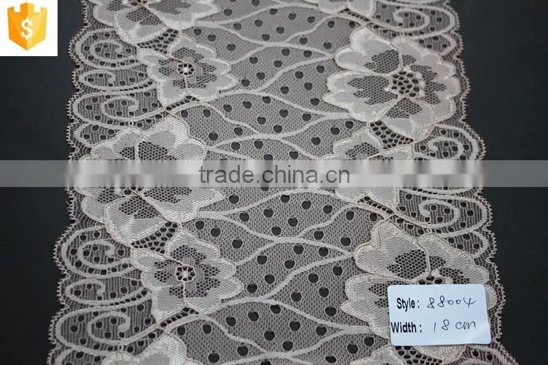 fancy designs nylon lace fabric for women plain,french style warp knitting lace fabric