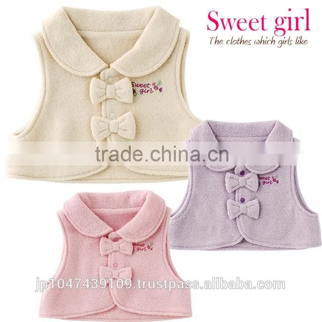 Japanese wholesale products high quality cute ribbon baby vests winter clothes kids wear toddler clothing children infant