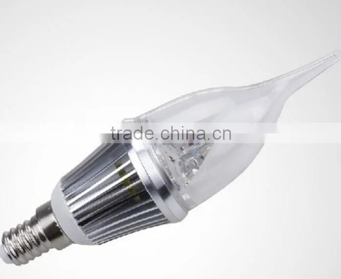 High bright commercial lighting 3W mini led candle bulb with clear glass cover
