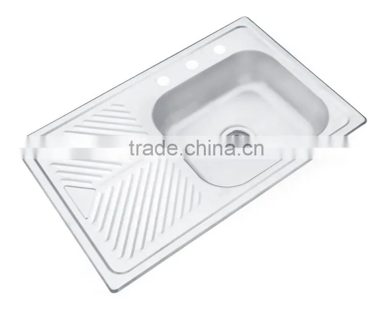 800x520mm single bowl stainless steel sink hot sale for south america satin finish inset
