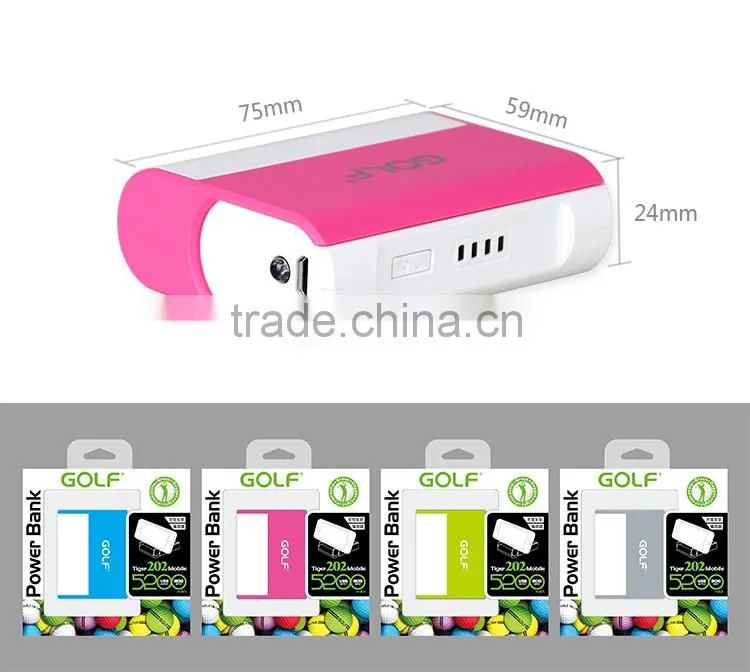 GOLF GF-202 5200MAH Power bank with mobile phone stents+the mirror intelligent sleep power bank for universal device