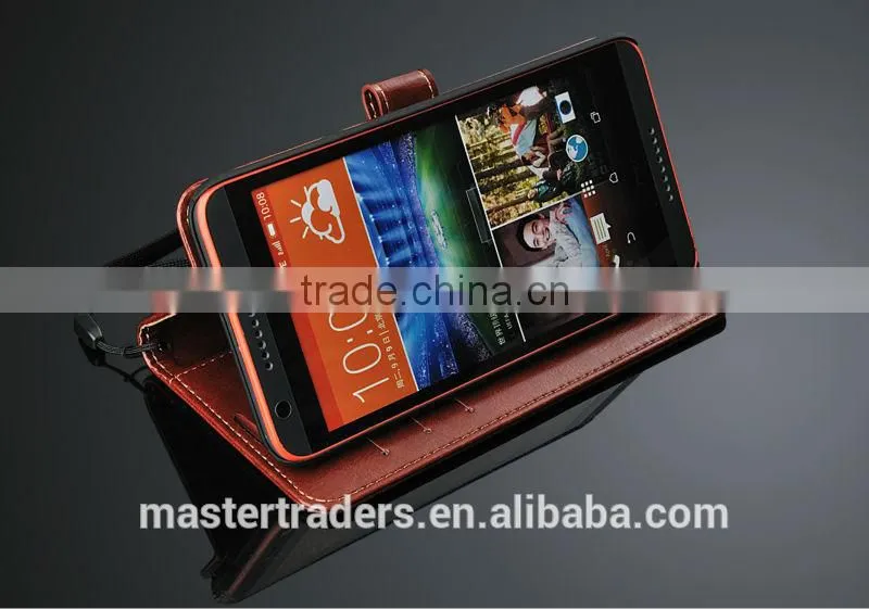Original Fashion 64 Grain Stand Holder Wallet Flip PU Leather Case For HTC 820 MT-3099