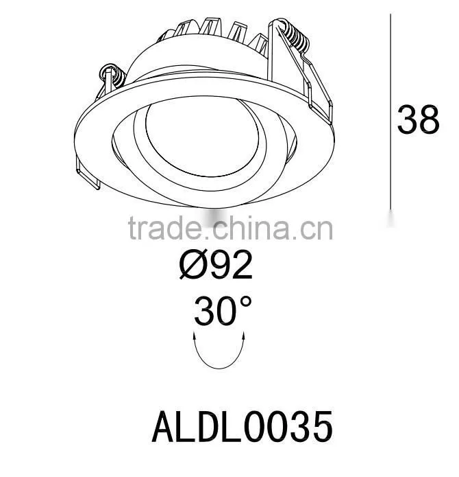 IP54 adjustable high quality dimmable anti-glare 7W COB led downlight