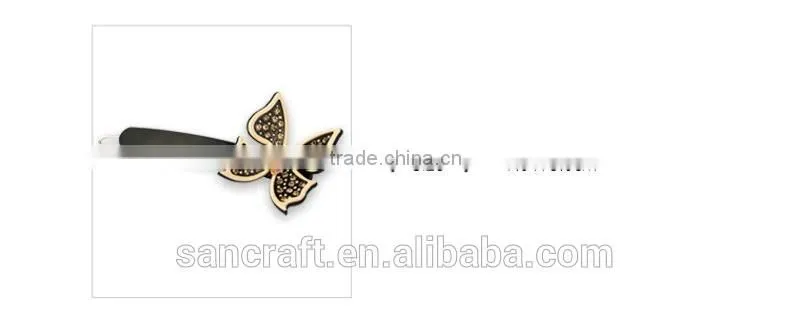 Latest fashion jewelry hair band clasp crystal black butterfly hair jewelry