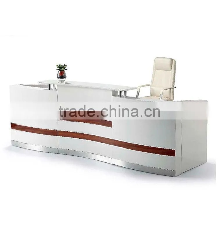 New design office reception glossy white high gloss desk