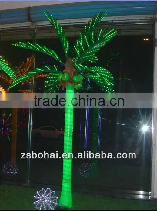 yellow LED lighted palm tree