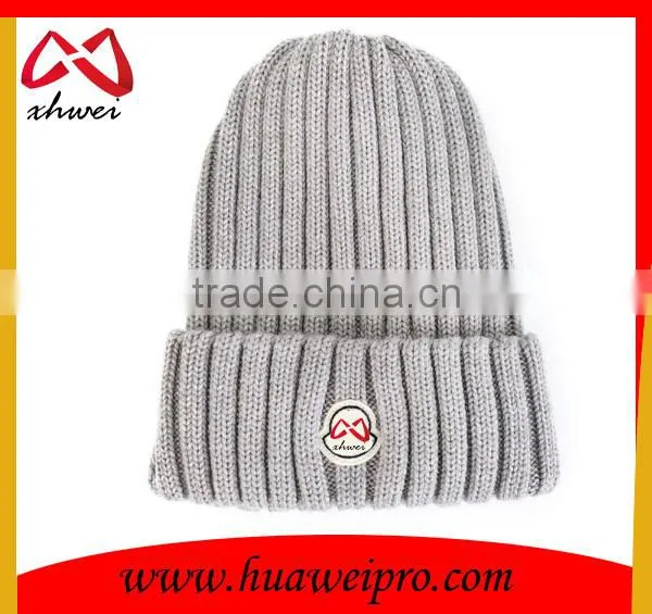 Custom Logo and Branded long knitted beanie hat cotton and acrylic plain beanie cap wholesale